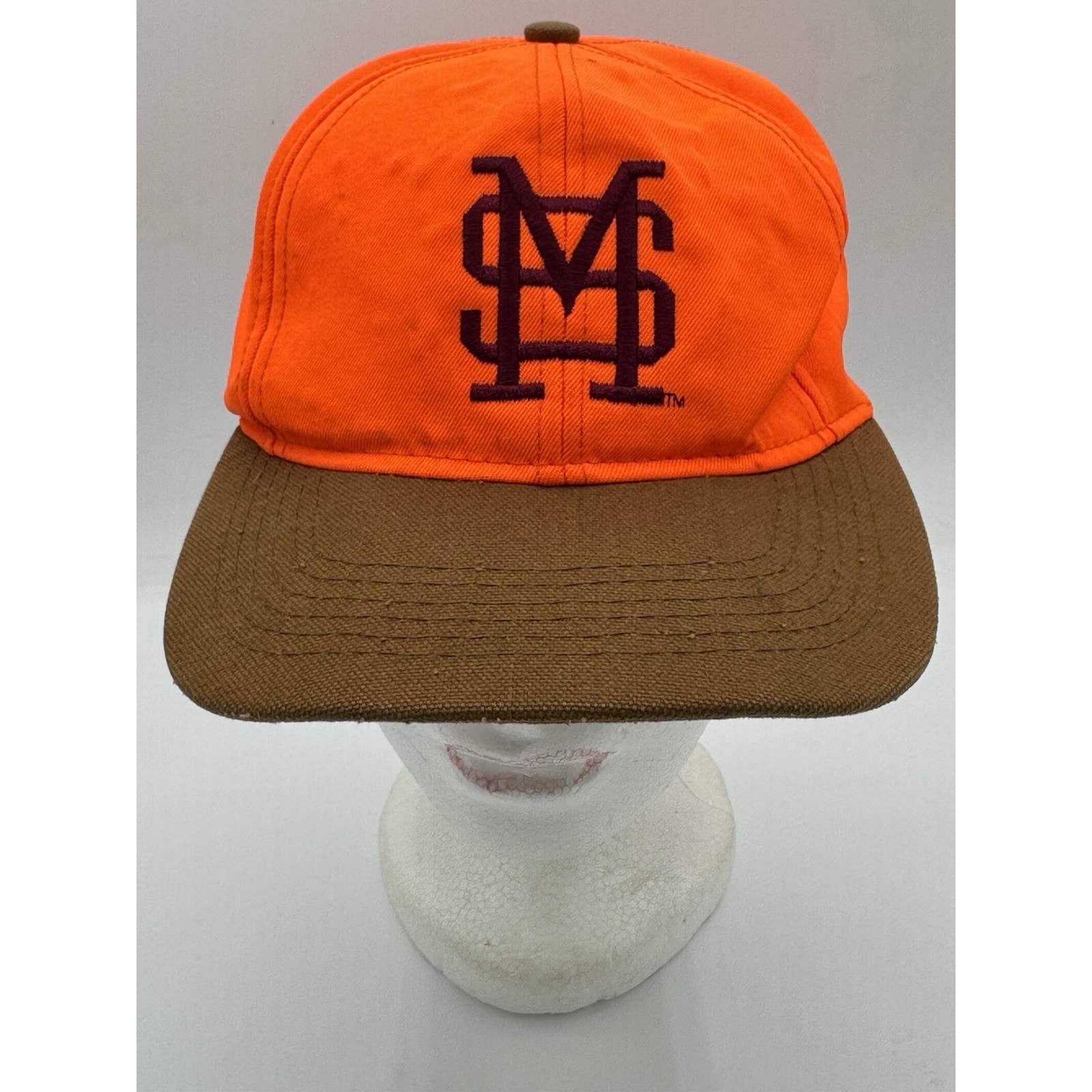 Rare Vintage Mississippi State Bulldogs Hunter Orange Snapback Hat Usa Cap